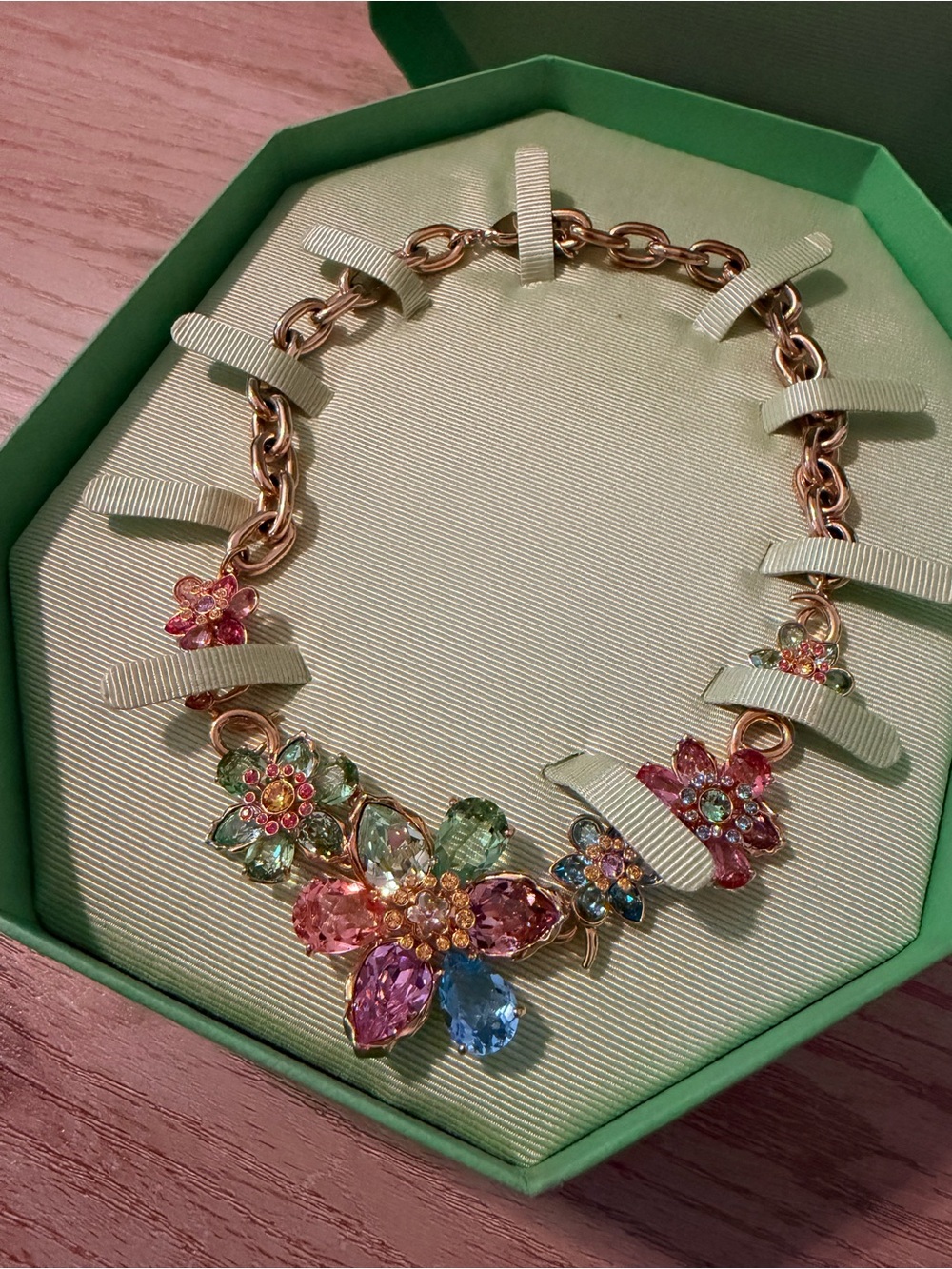 Swarovski Idyllia necklace Mixed cuts, Flower, Multicolored, 18K gold finish
